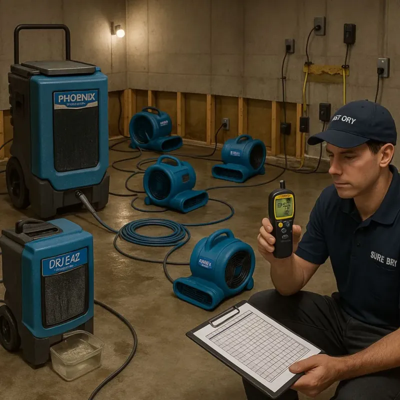 Structural Drying and Dehumidification process in Hortonville, WI